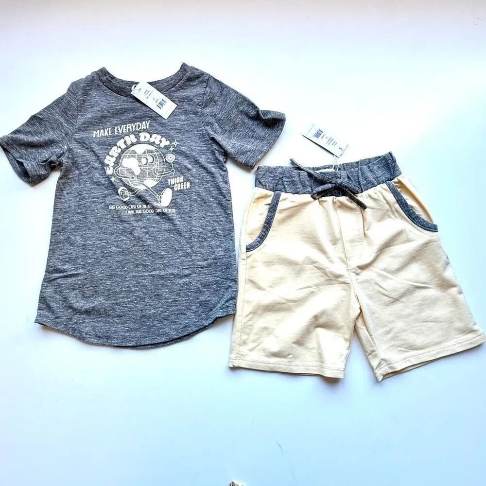 NWT Miki Miette boys' short-sleeved gray “Earth Day